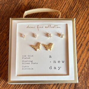 A New Day Gold and Silver Butterfly Earrings